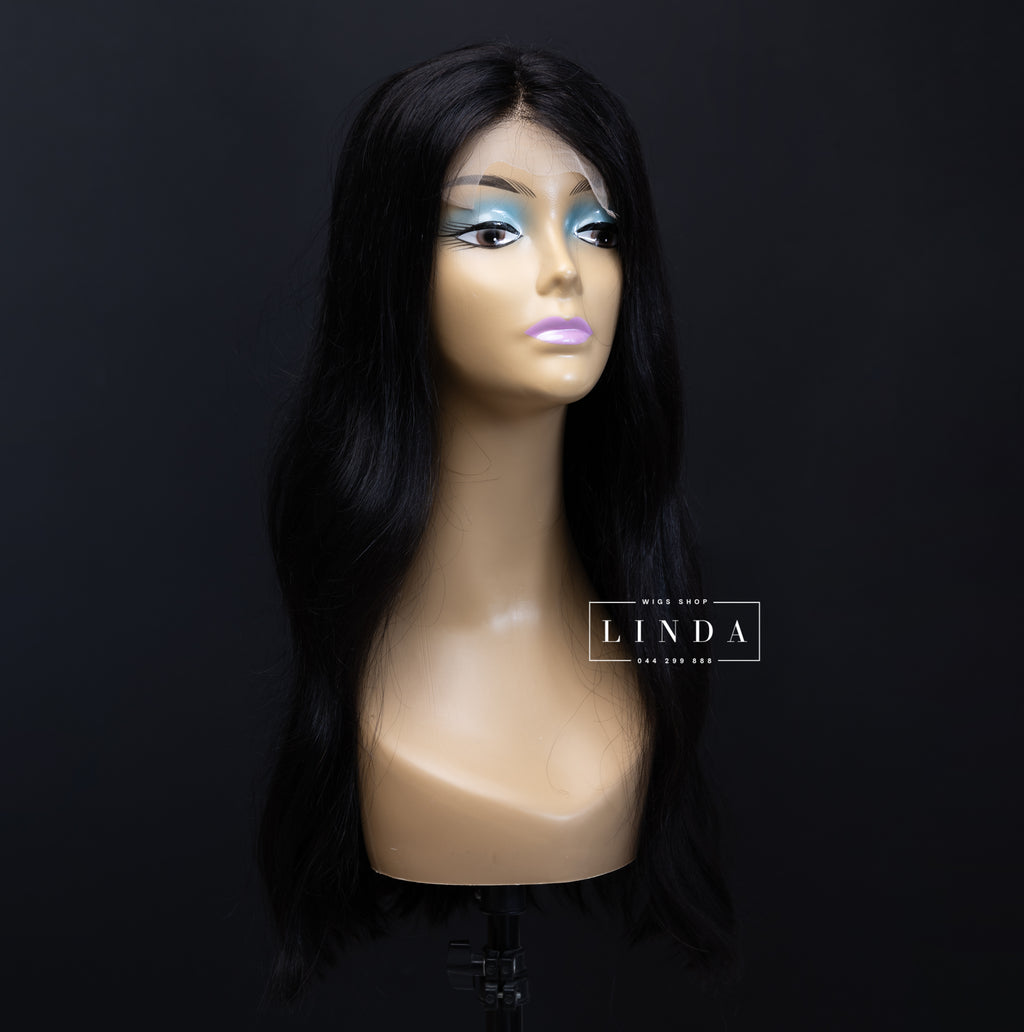 Black Natural Lace Front Wig – Medium Length