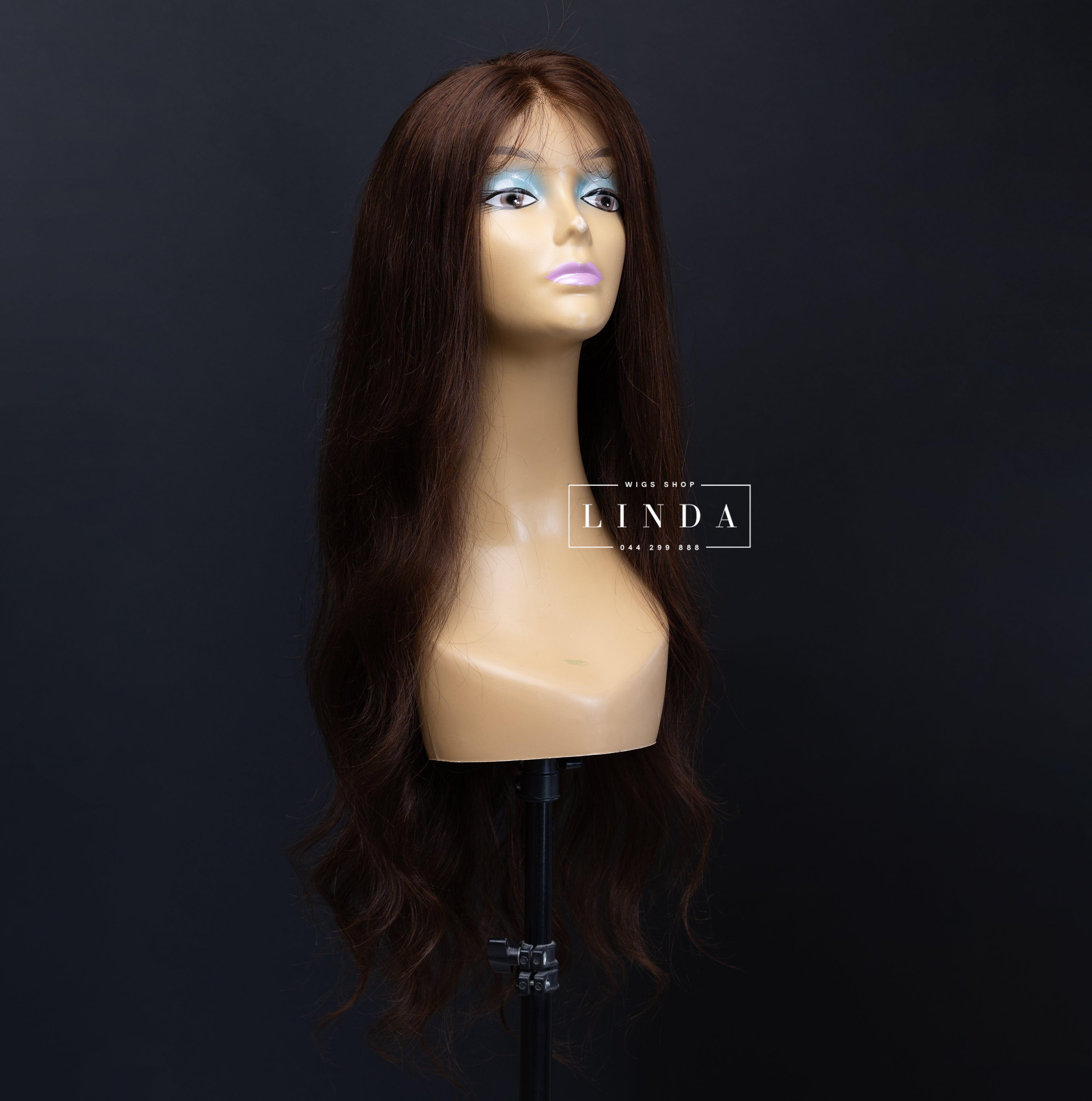 Brown Natural Lace Front Wig – Medium Length