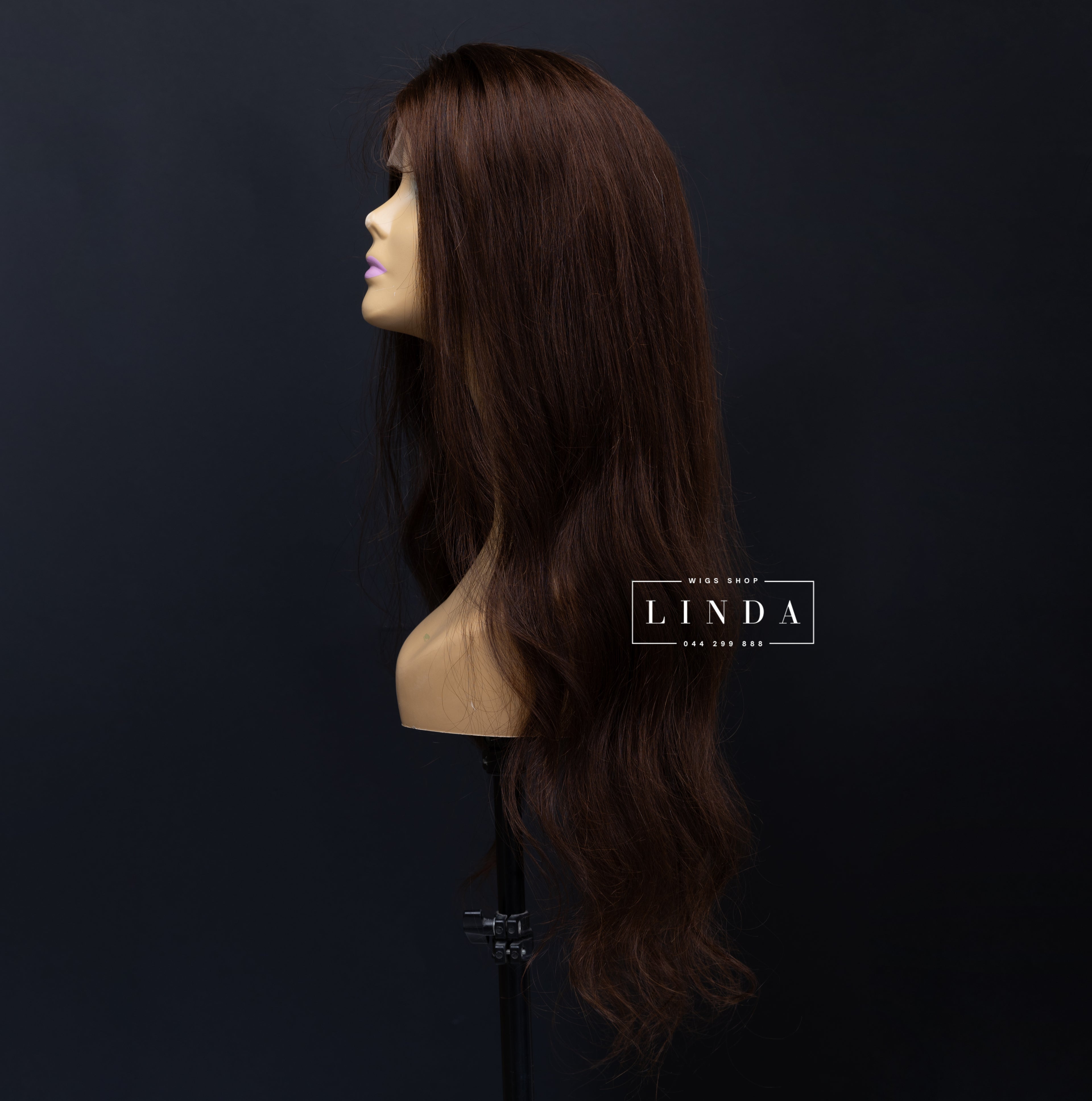 Brown Natural Lace Front Wig – Medium Length