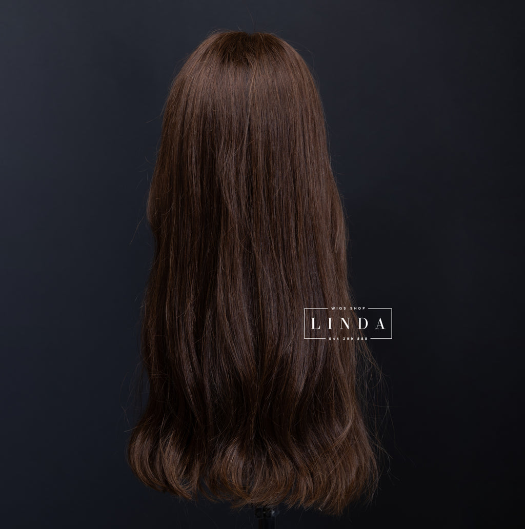 Brown Natural Lace Front Wig – Medium Length