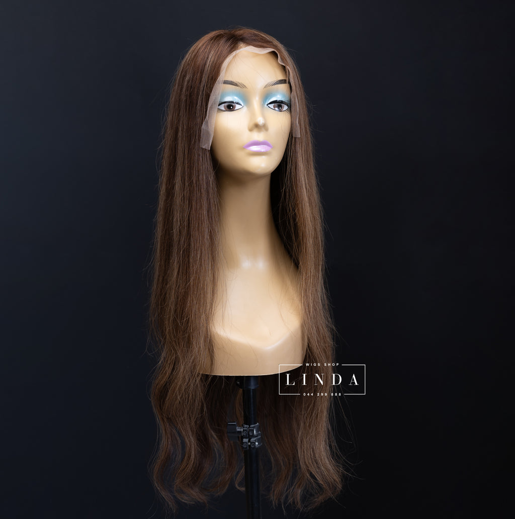 Light Brown Natural Full Lace Front Wig – Medium Length