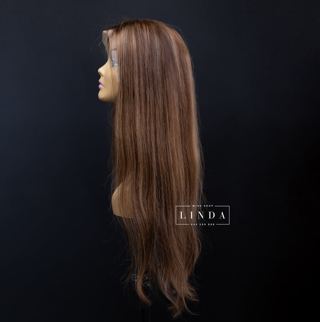 Light Brown Natural Full Lace Front Wig – Medium Length