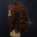 Light Brown Natural Curly Lace Front Wig – Medium Length