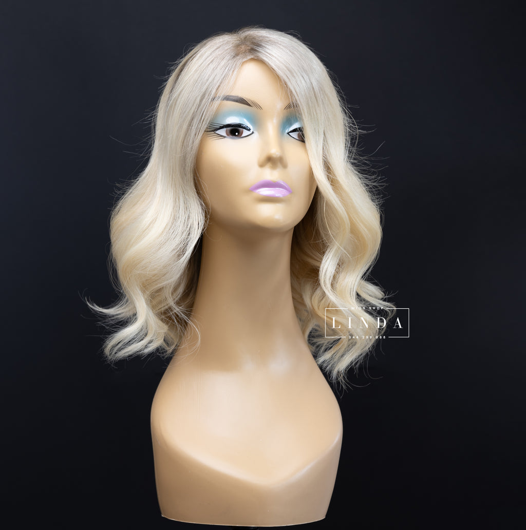 Blonde Wavy Natural Silicone Top Wig – Short Length