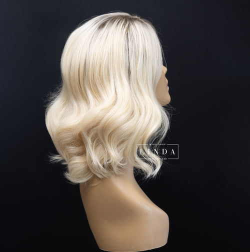 Blonde Wavy Natural Silicone Top Wig – Short Length