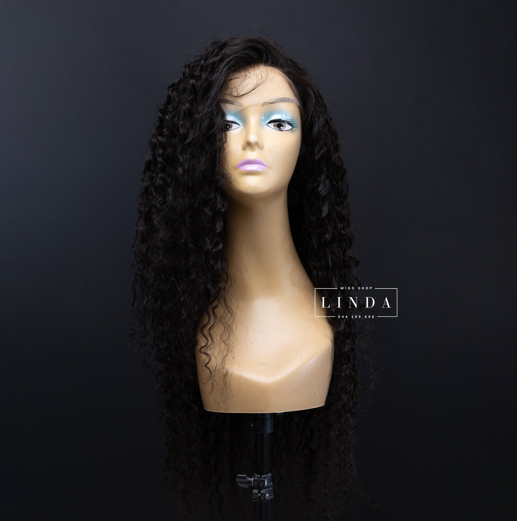 Black Curly Natural Lace Front Wig – Long Length