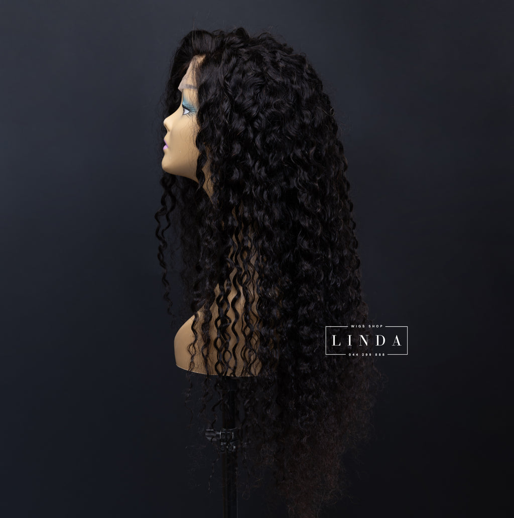 Black Curly Natural Lace Front Wig – Long Length