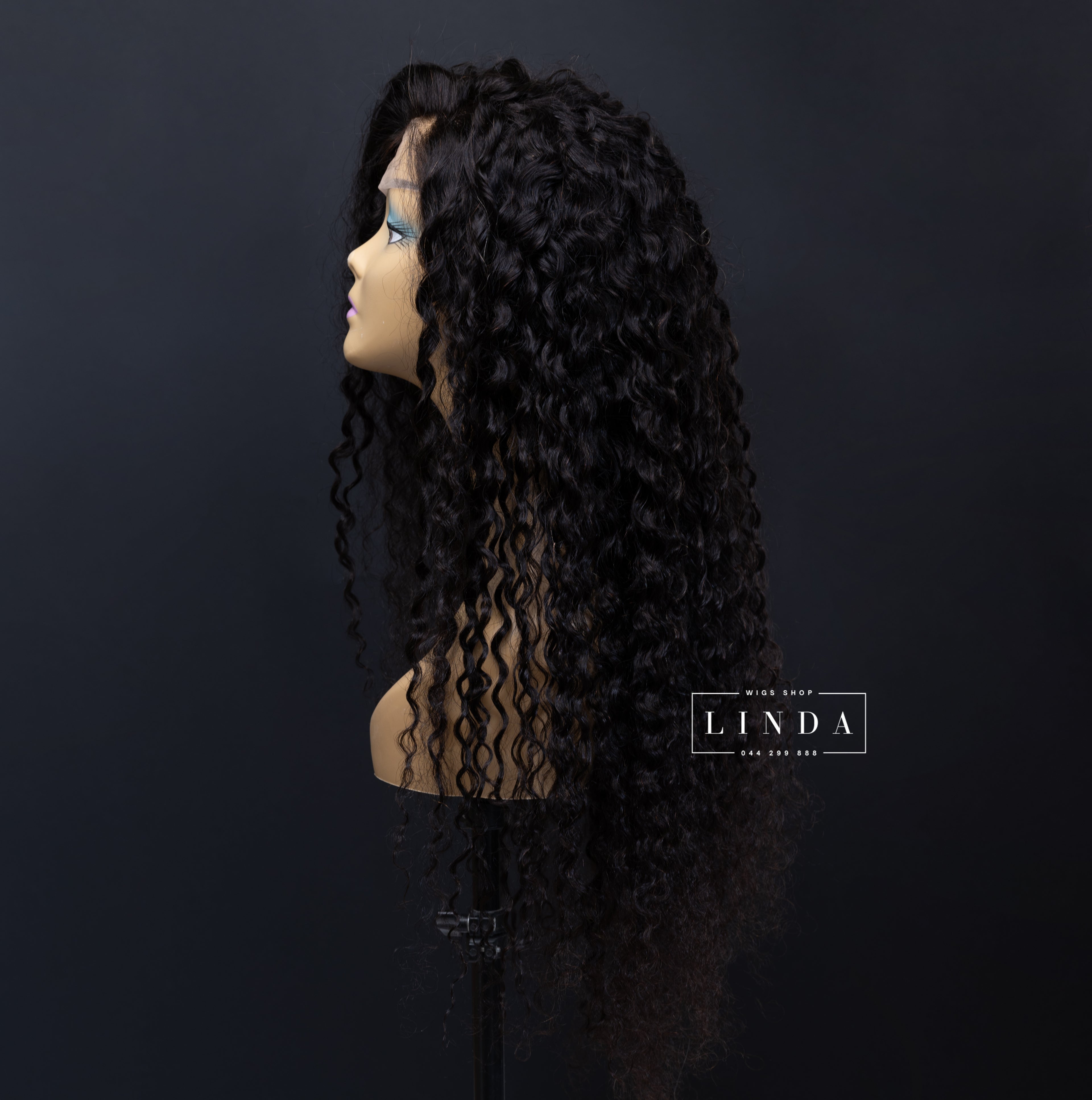 Black Curly Natural Lace Front Wig – Long Length