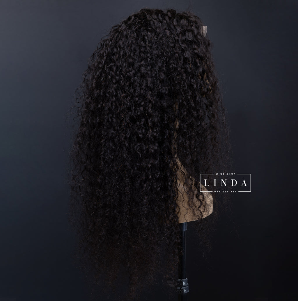 Black Curly Natural Lace Front Wig – Medium Length