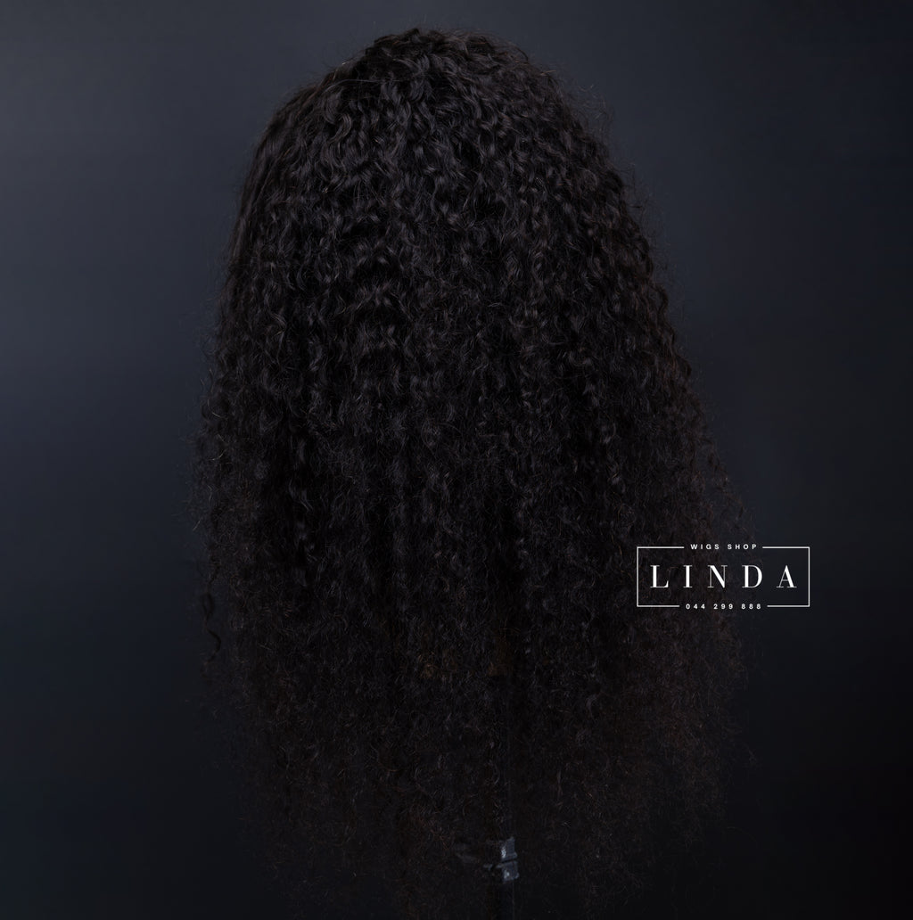 Black Curly Natural Lace Front Wig – Medium Length