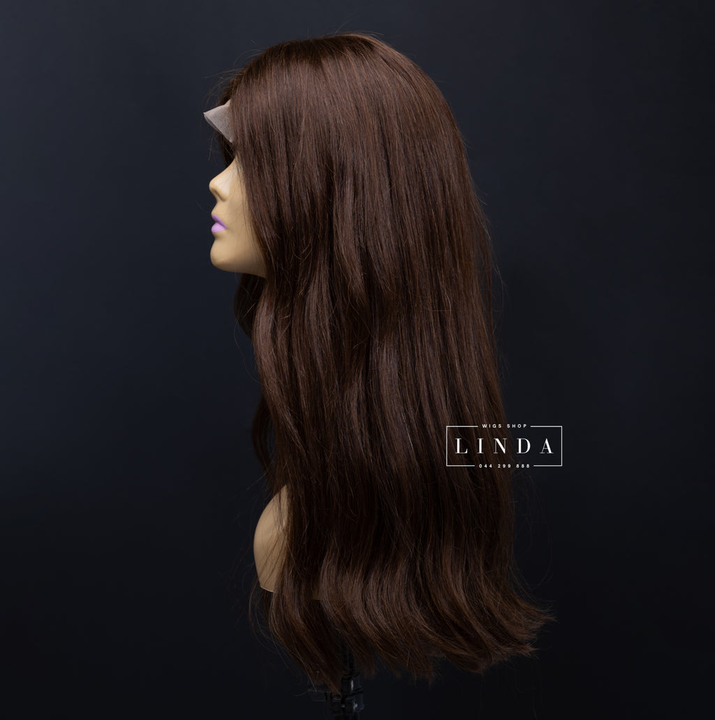 Brown Wavy Natural Lace Front Wig – Long Length