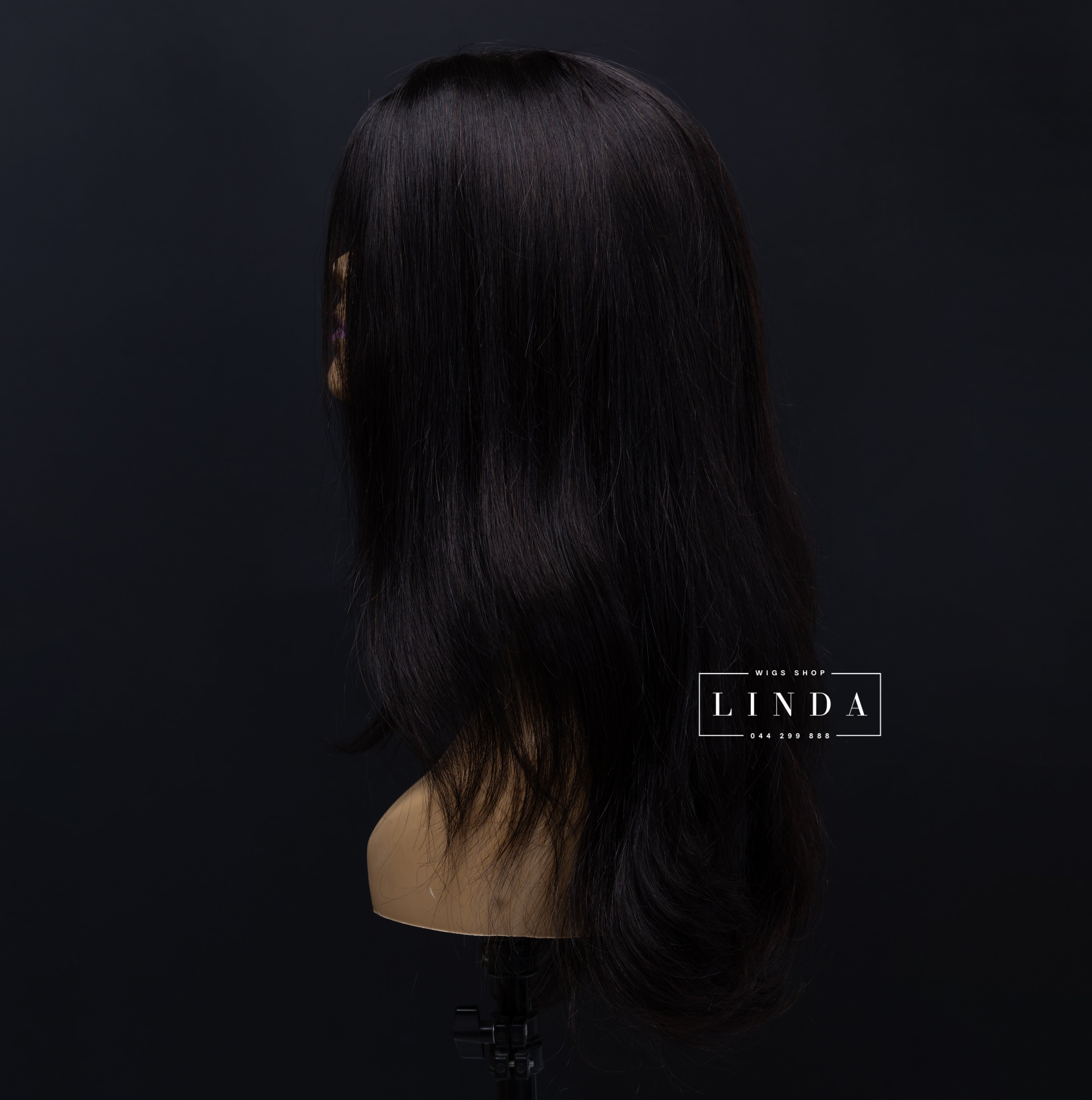 Black Natural Lace Front Wig – Medium Length