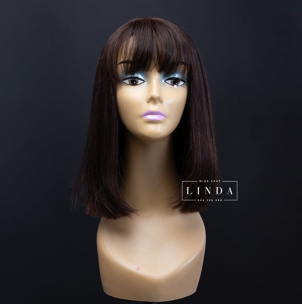 Dark Brown Straight Natural Lace Front Wig – Short Length