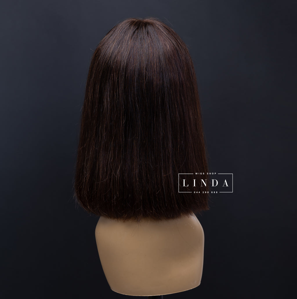 Dark Brown Straight Natural Lace Front Wig – Short Length