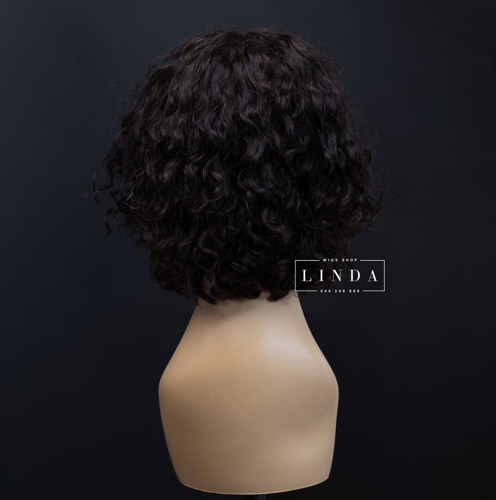 Curly Black Natural Lace Front Wig – Short Length