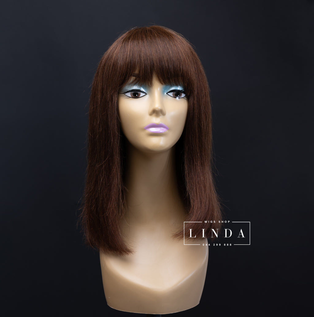 Dark Brown Straight Natural Lace Front Wig – Short Length
