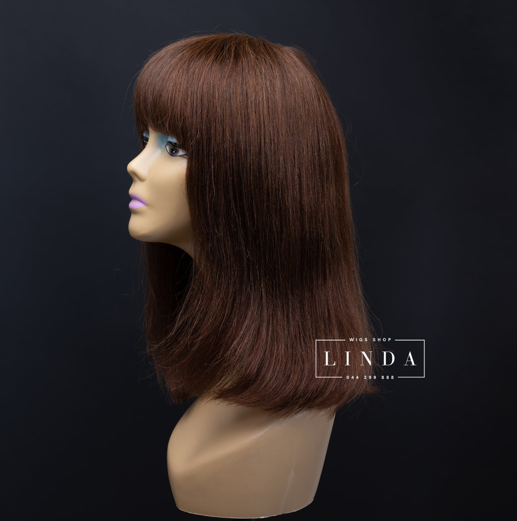 Dark Brown Straight Natural Lace Front Wig – Short Length