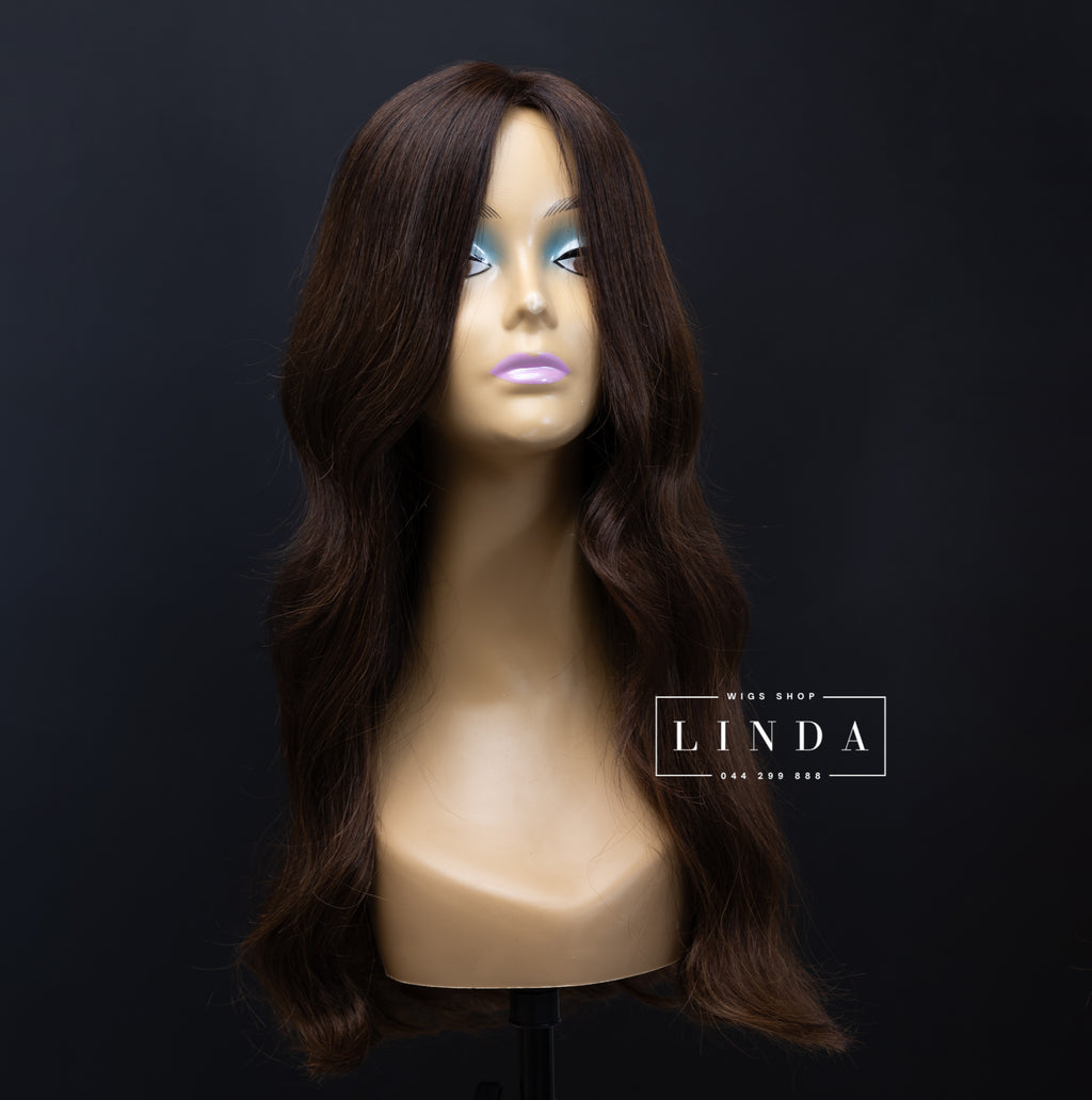 Wavy Dark Brown Natural Lace Front Wig – Long Length