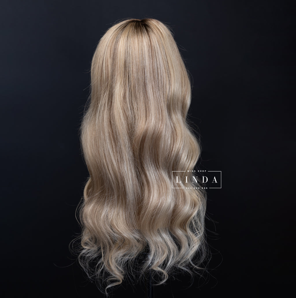 Wavy Blonde Natural Silicone Top Wig – Medium Length