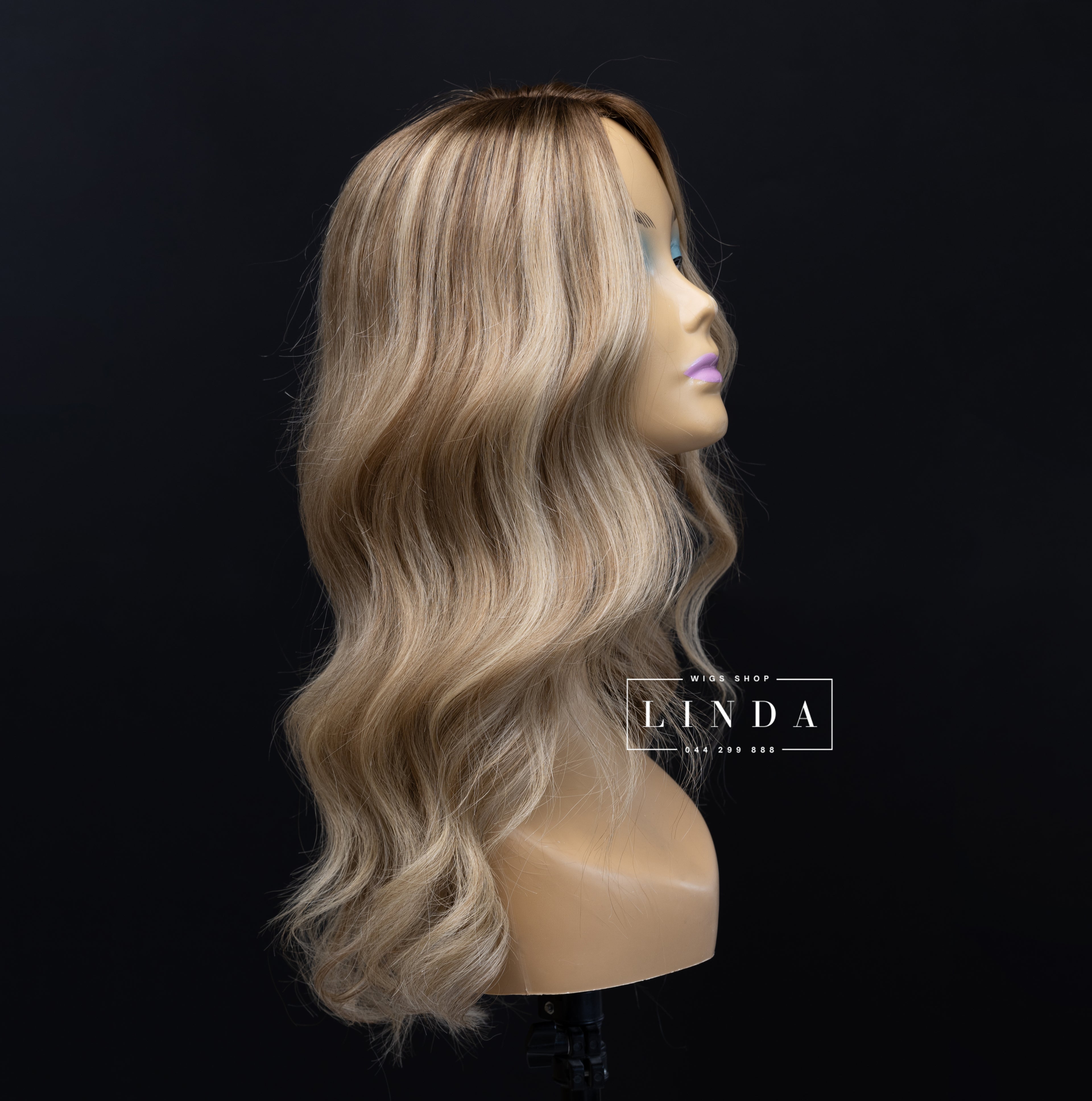 Wavy Blonde Natural Silicone Top Wig – Medium Length