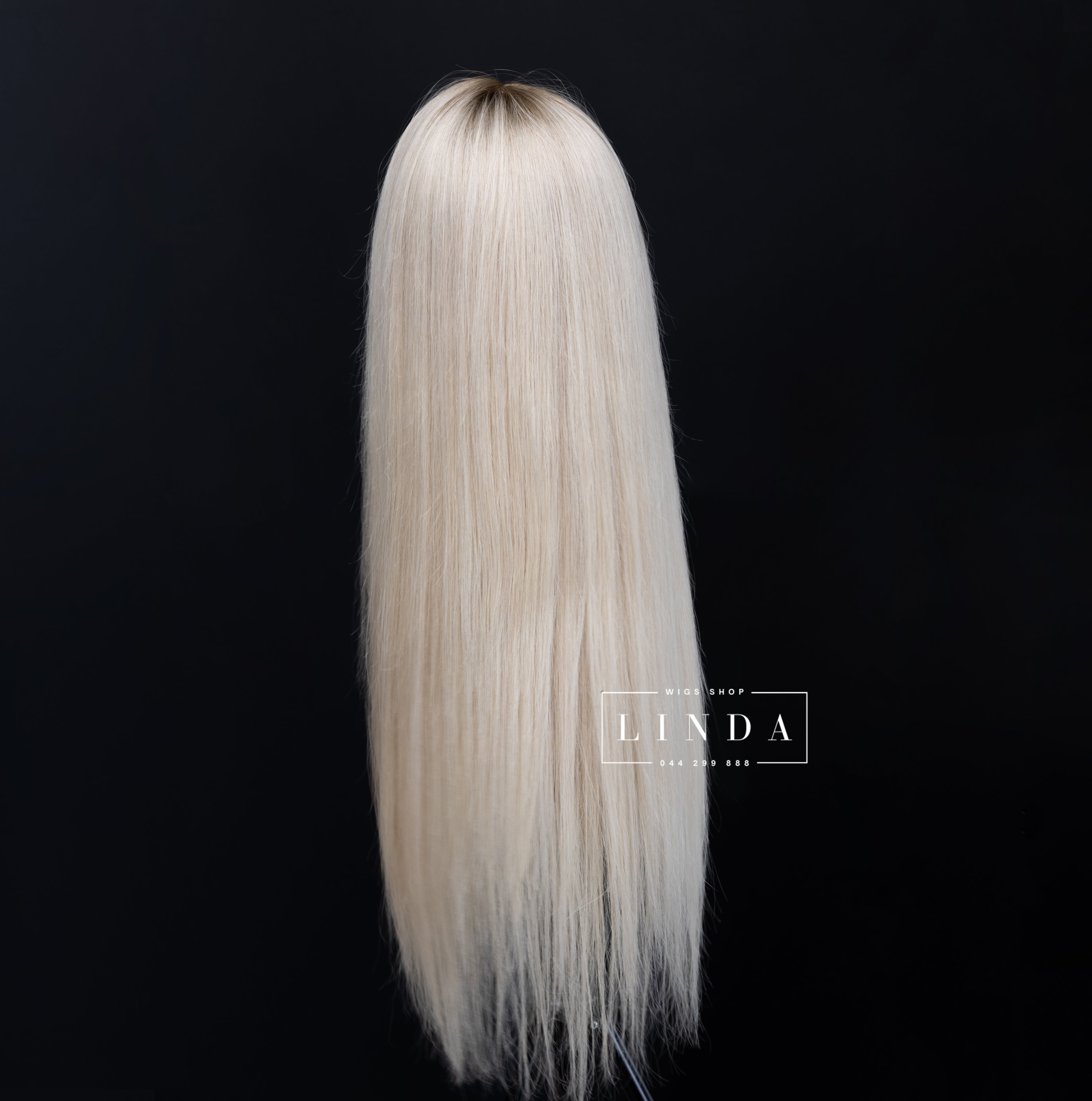 Straight Natural Platinum Blonde Silicone Top Wig - Medium Length