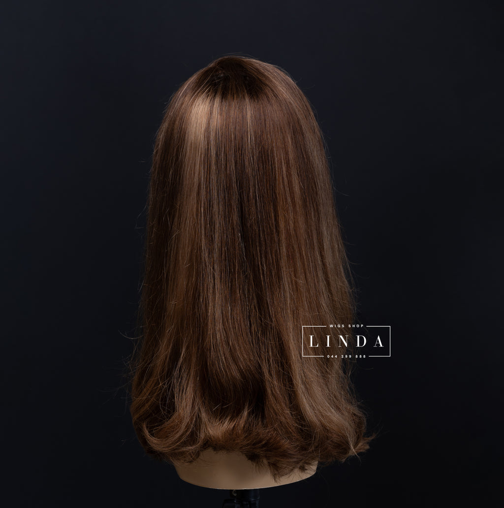 Chocolate Brown Natural Front and Side Lace Wig – Medium Length