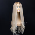 Straight Natural Platinum Blonde Silicone Top Wig - Long Length