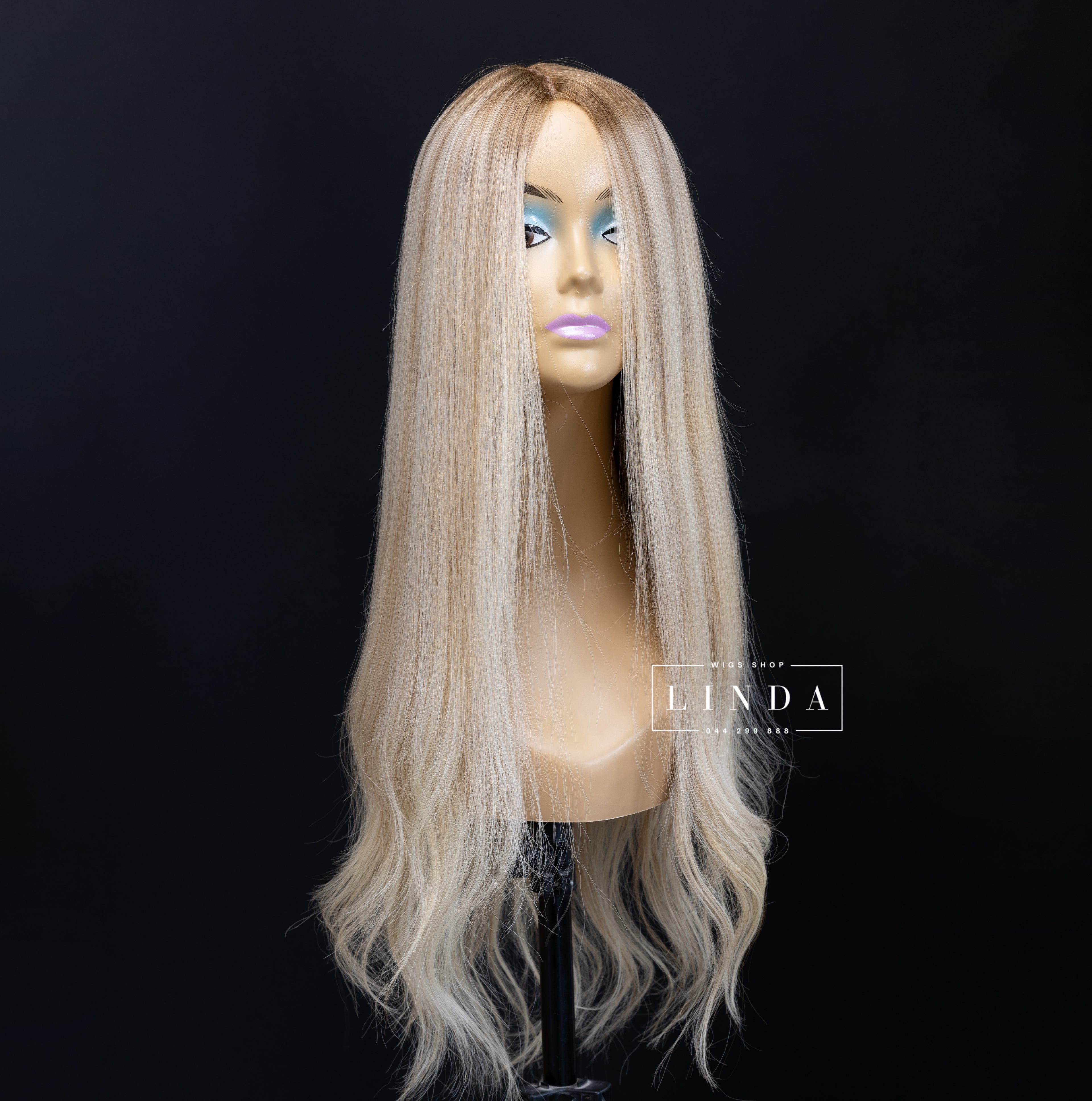 Straight Natural Platinum Blonde Silicone Top Wig - Long Length