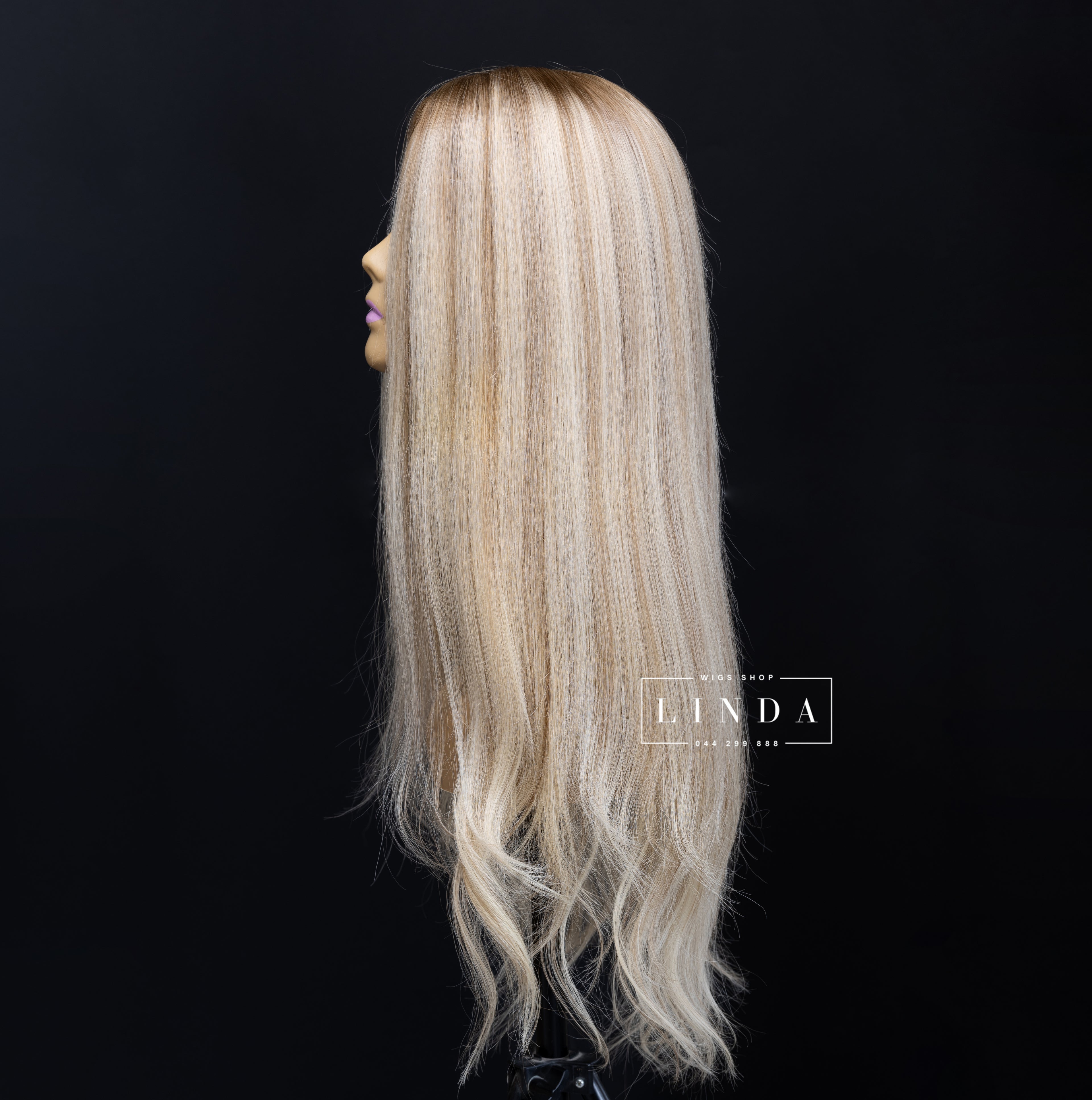Straight Natural Platinum Blonde Silicone Top Wig - Long Length