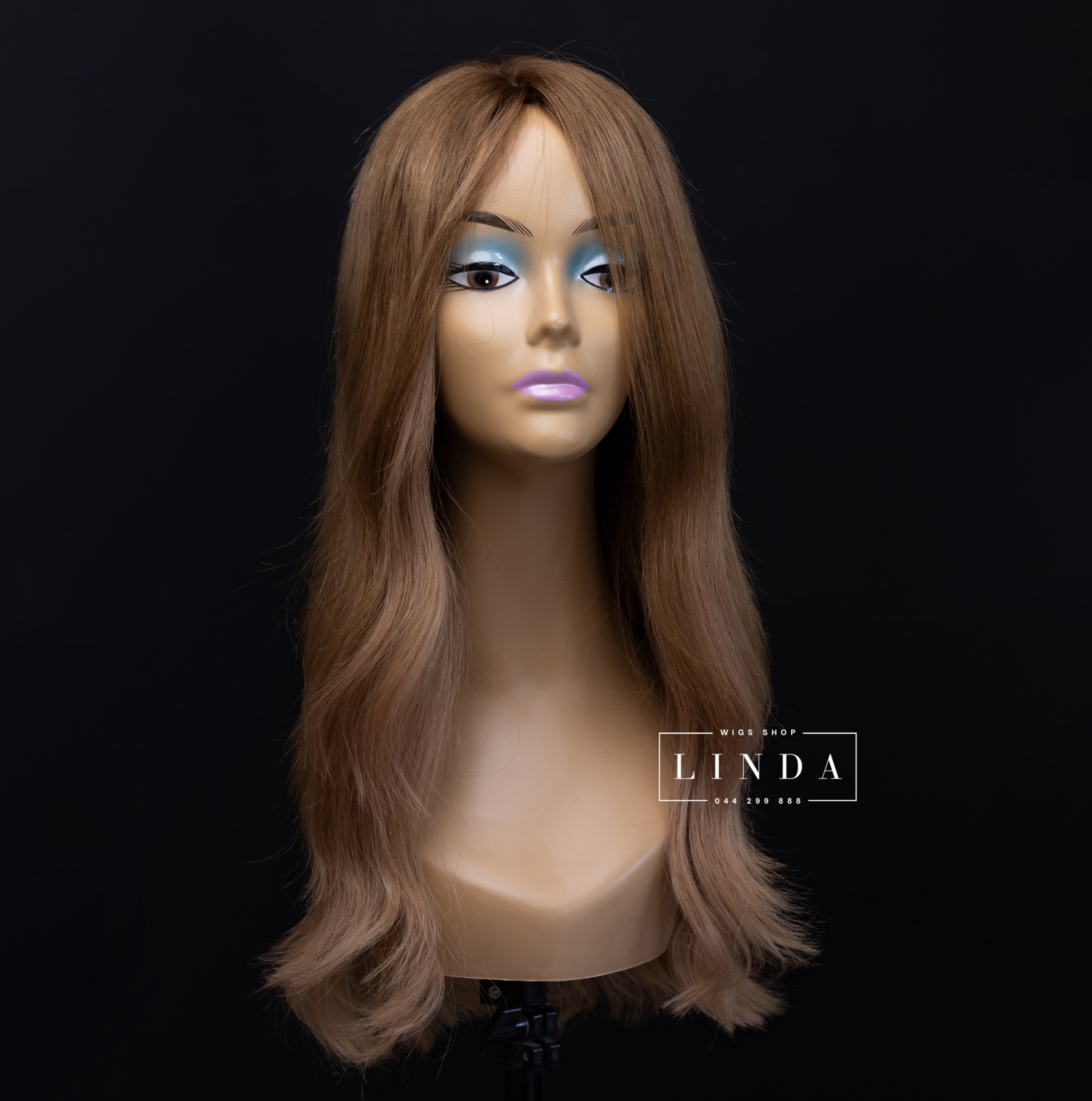 Wavy Natural Light Brown Silicone Top Wig - Medium Length