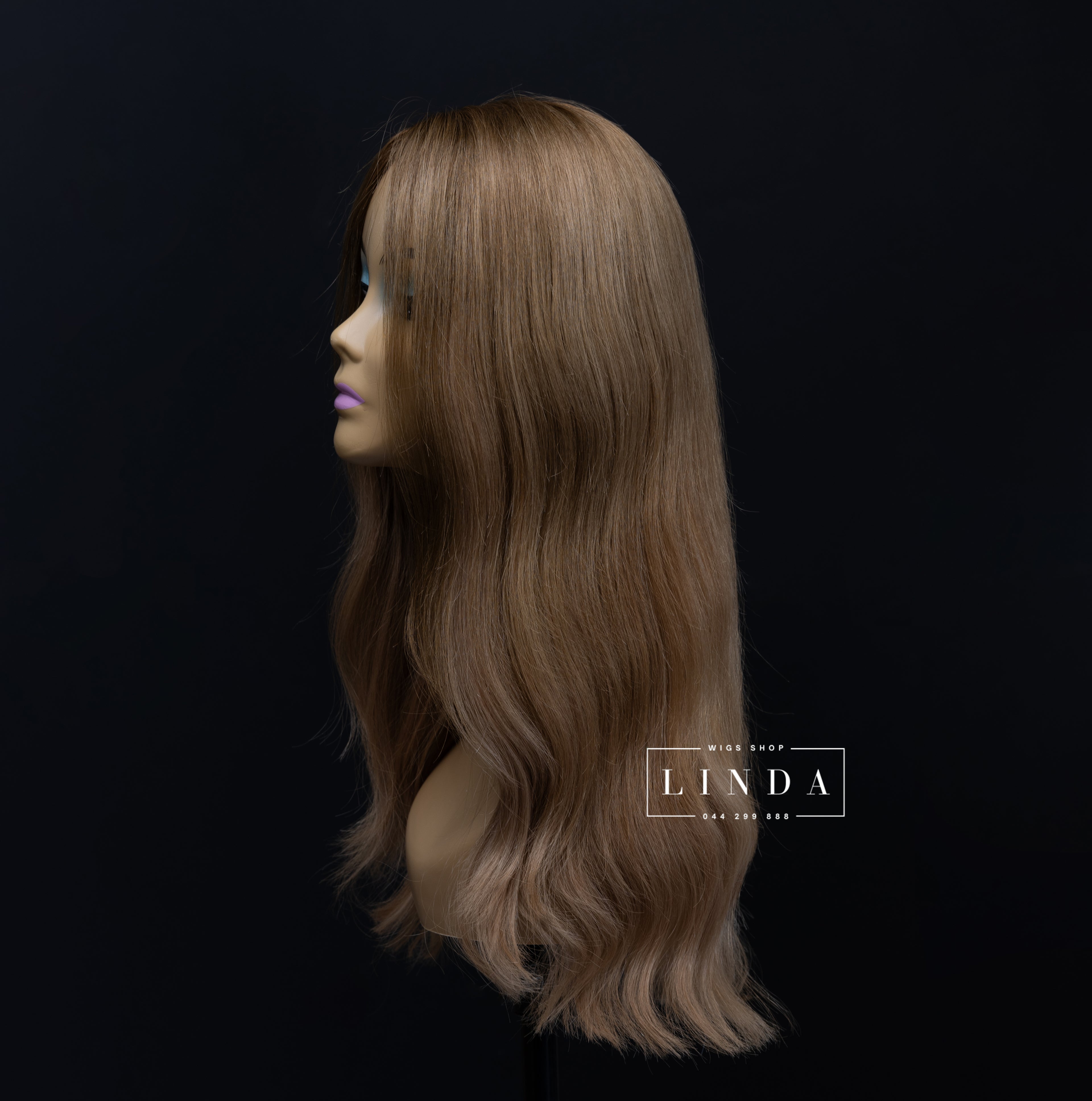 Wavy Natural Light Brown Silicone Top Wig - Medium Length