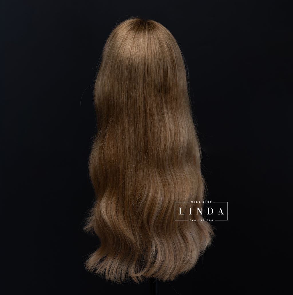 Wavy Natural Light Brown Silicone Top Wig - Medium Length