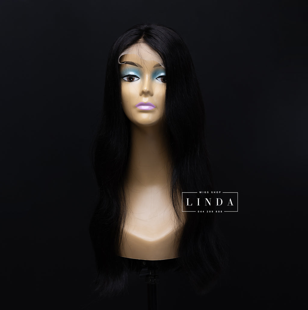 Black Natural Lace Front Wig – Medium Length
