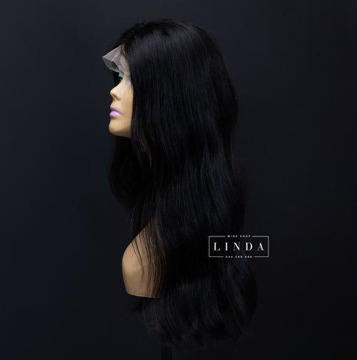 Black Natural Lace Front Wig – Medium Length